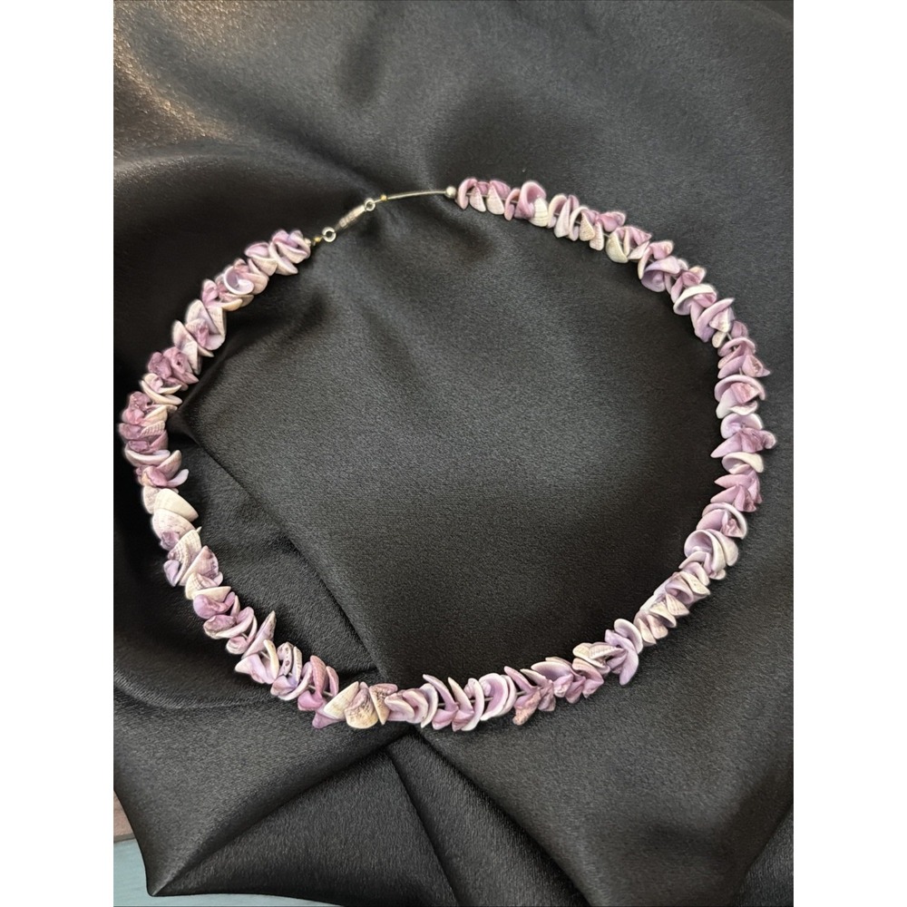 Vintage Purple Pastel Chip Seashell Choker Necklace 1980s 1990s